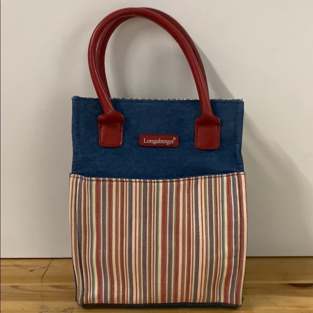 Longaberger Homestead denim striped  bag